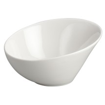 Winco WDP003-201 Rimini Creamy White Porcelain Angled Bowl 6-1/2&quot; .