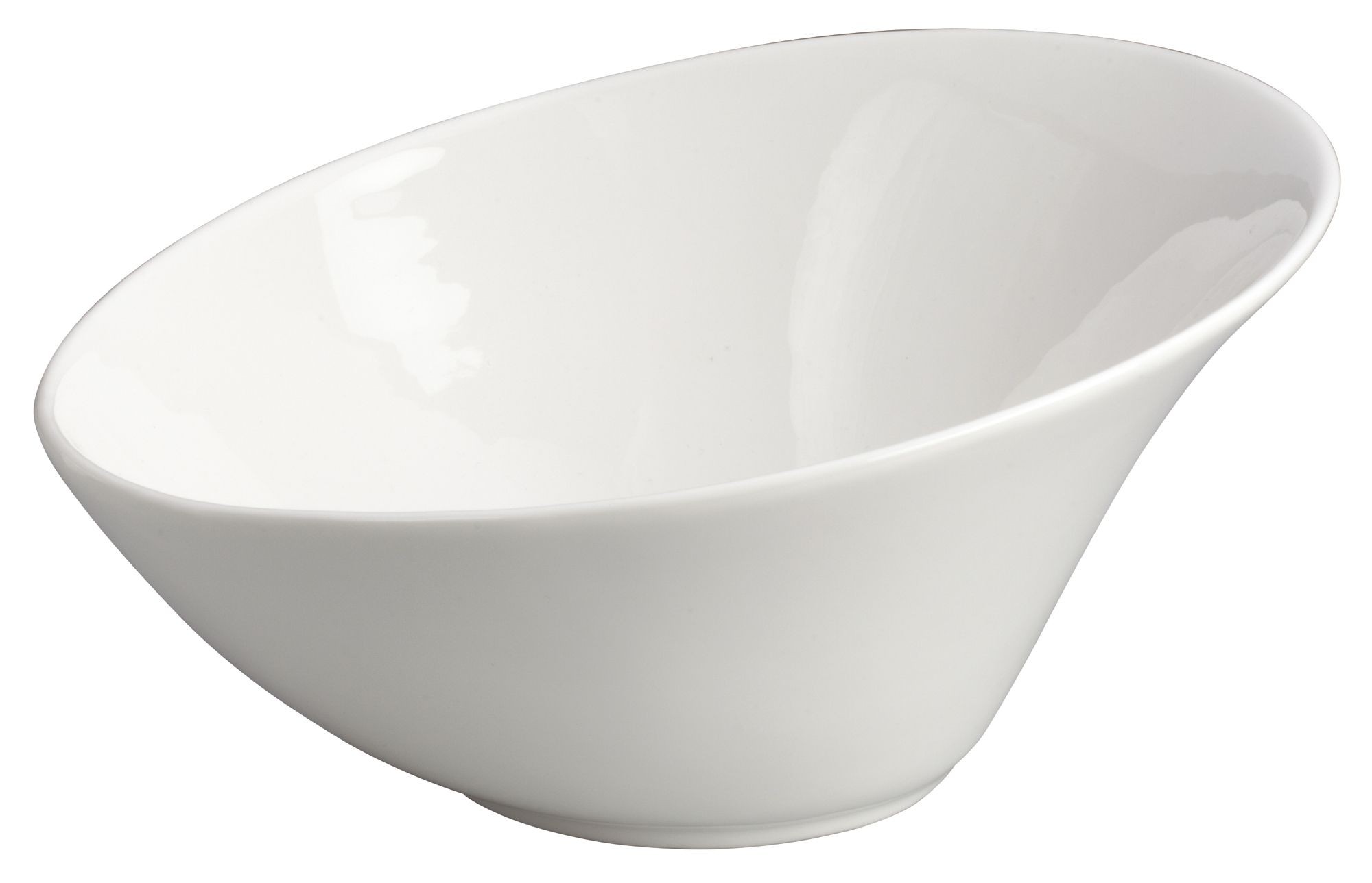 Winco WDP003-202 Rimini Creamy White Porcelain Angled Bowl 8-1/4"