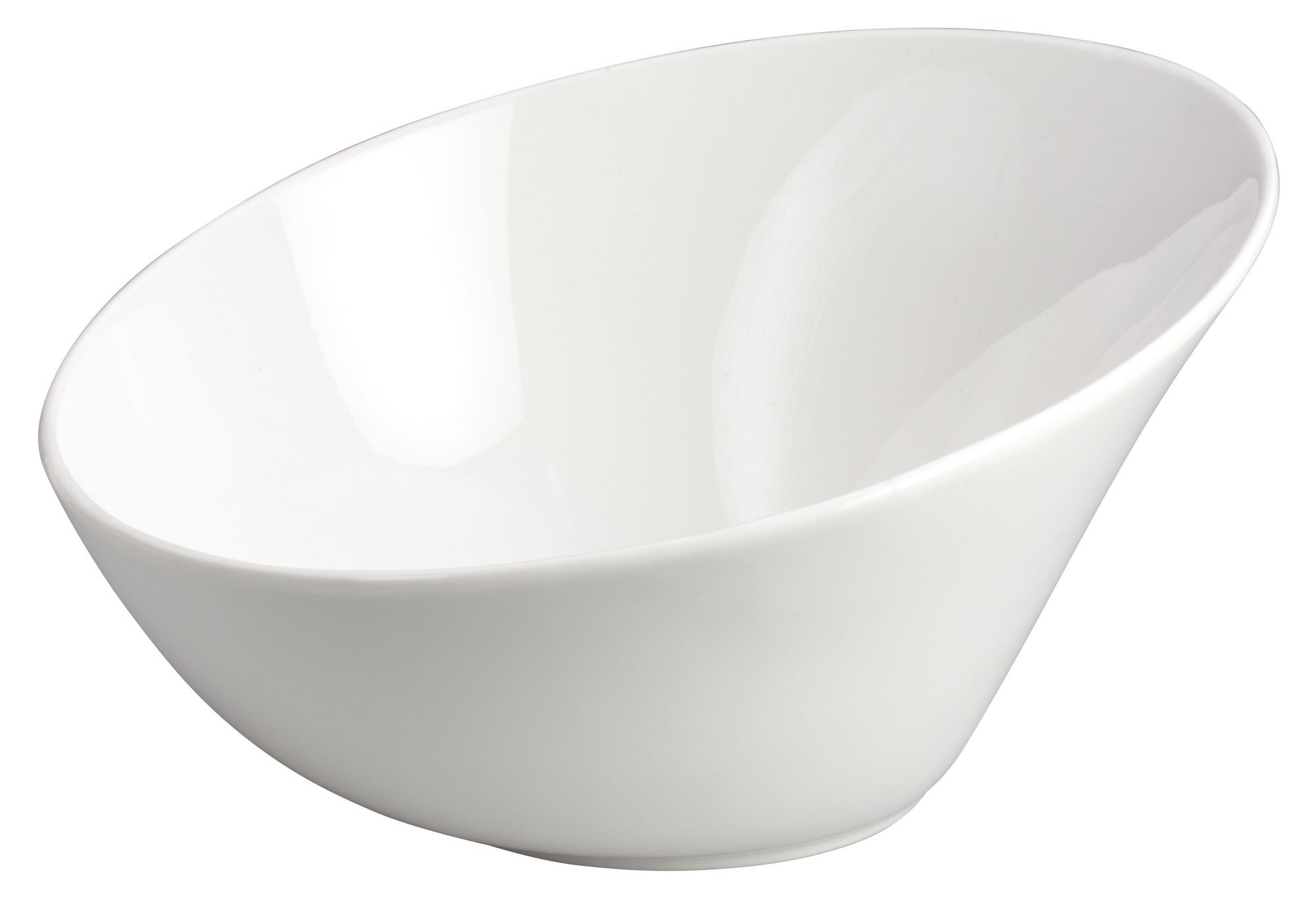 Winco WDP003-203 Rimini Creamy White Porcelain Angled Bowl 9-1/2" .