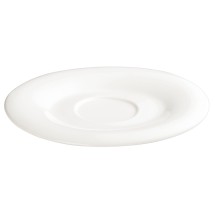 Winco WDP004-215 Ocea Creamy White Porcelain Oval Saucer 6-1/4&quot; x 5-1/2&quot;