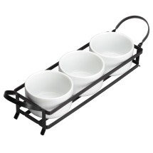 Winco WDP014-101 Newry Porcelain Trio Set with Stand 15&quot; x 3-3/4&quot;