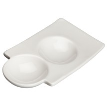 Winco WDP017-106 Loures Porcelain Bright White Duo Dish 6&quot;