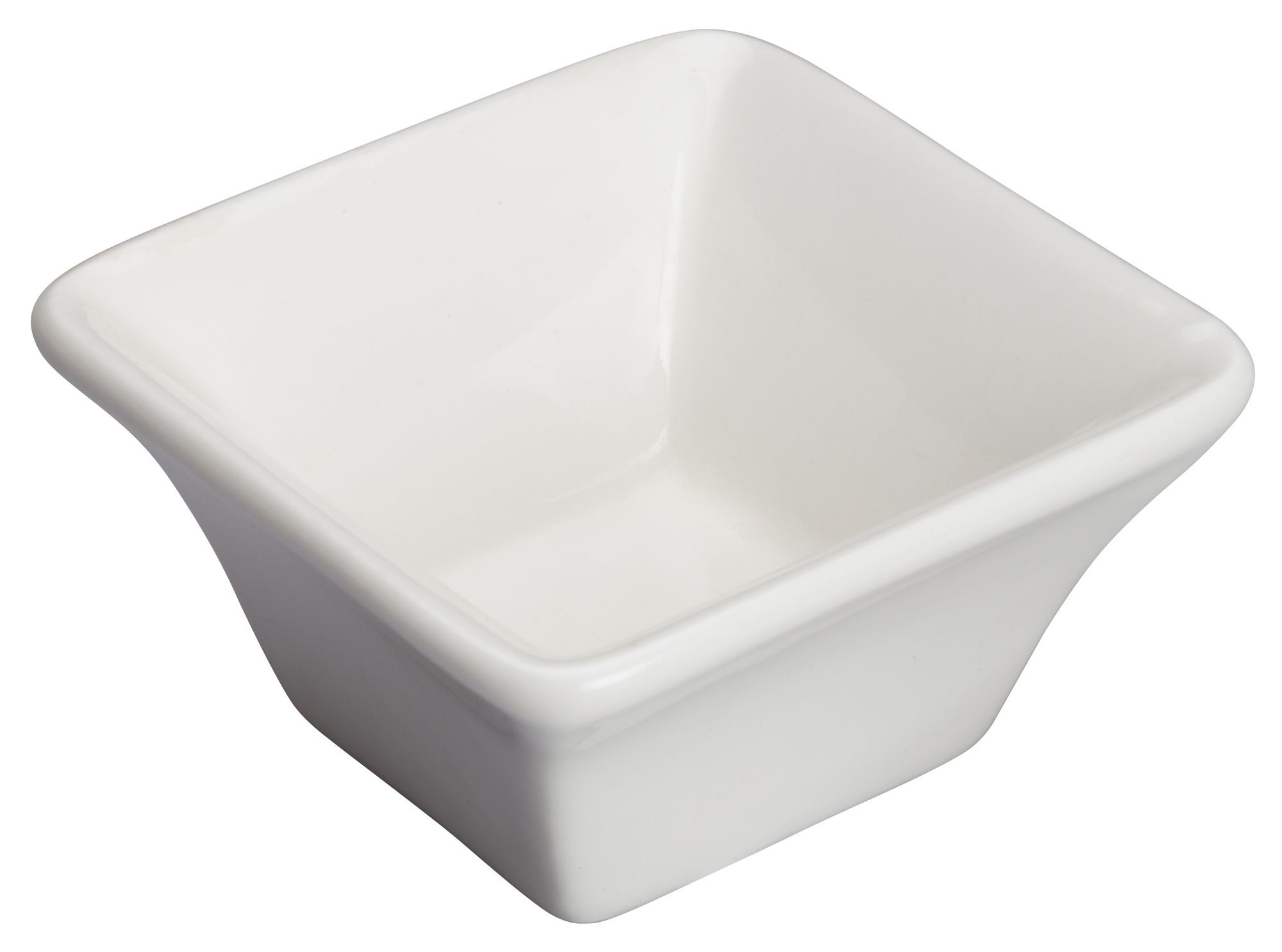 Winco WDP021-104 Mescalore Porcelain Bright White Square Mini Bowl 2-1/2"