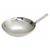 Winco WOK-14N Stainless Steel Chinese Wok with Riveted Joint 14"