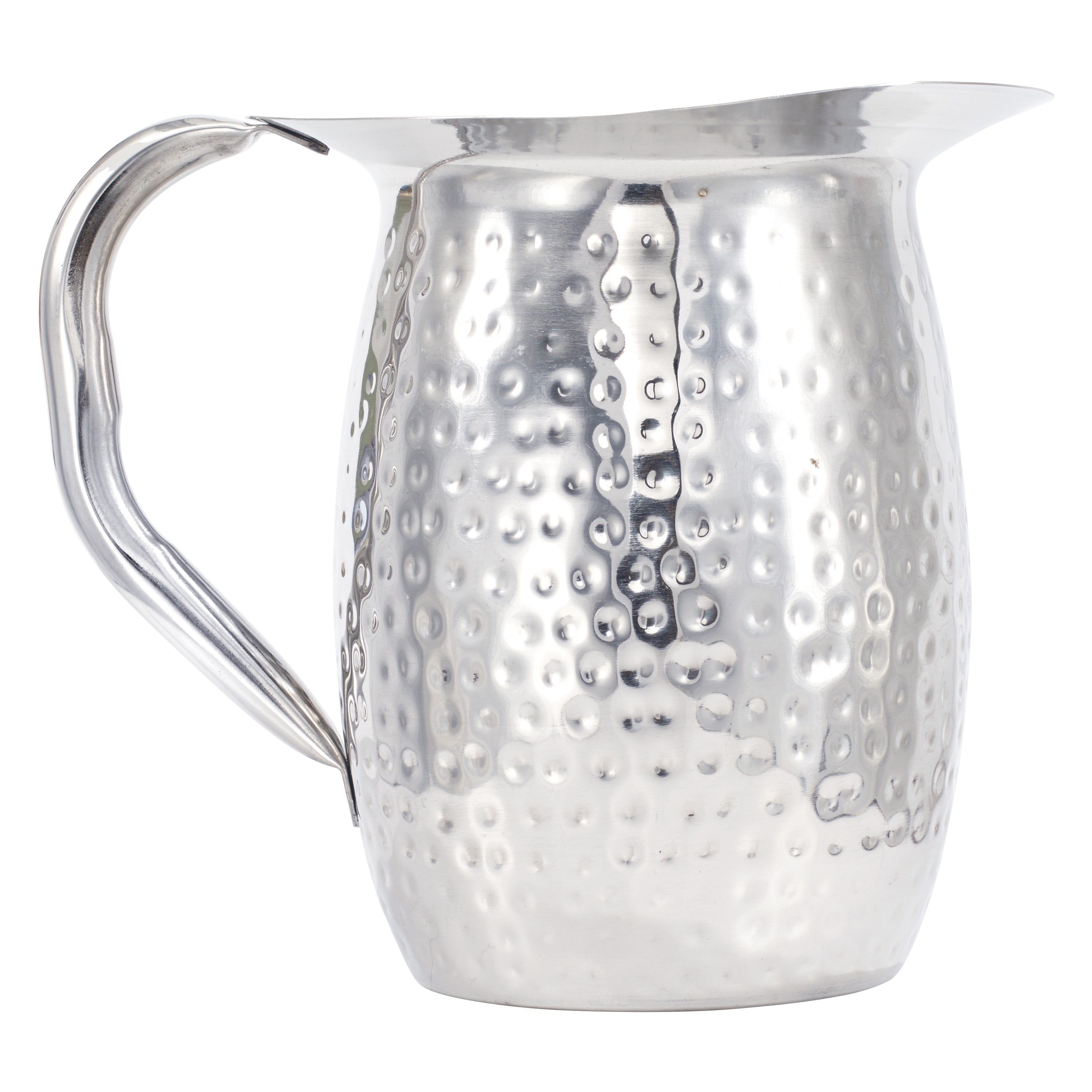 Winco WPB-2CH Stainless Steel Hammered Bell Pitcher with Ice Catcher 2 Qt.