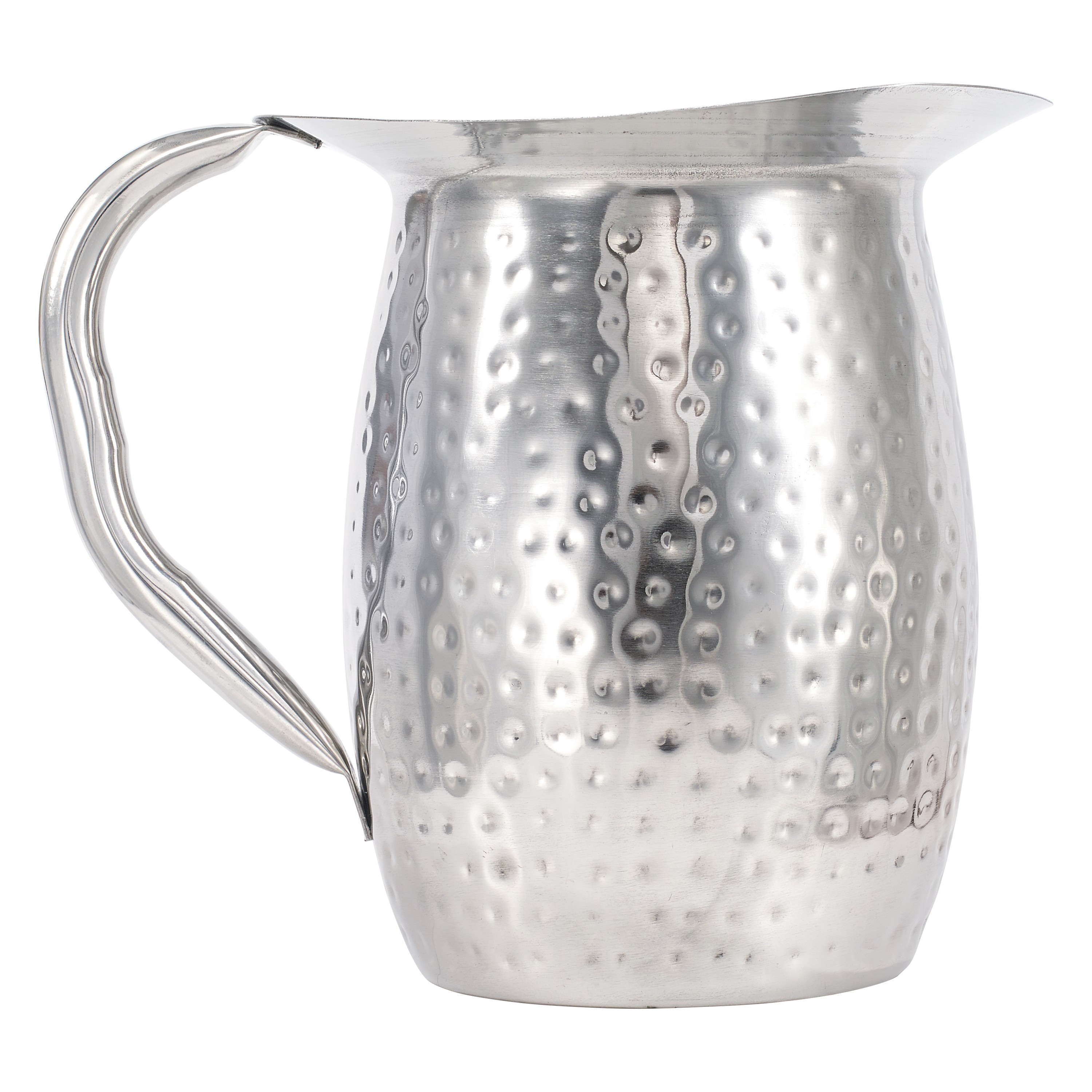 Winco WPB-2H Stainless Steel Hammered Bell Pitcher 2 Qt.