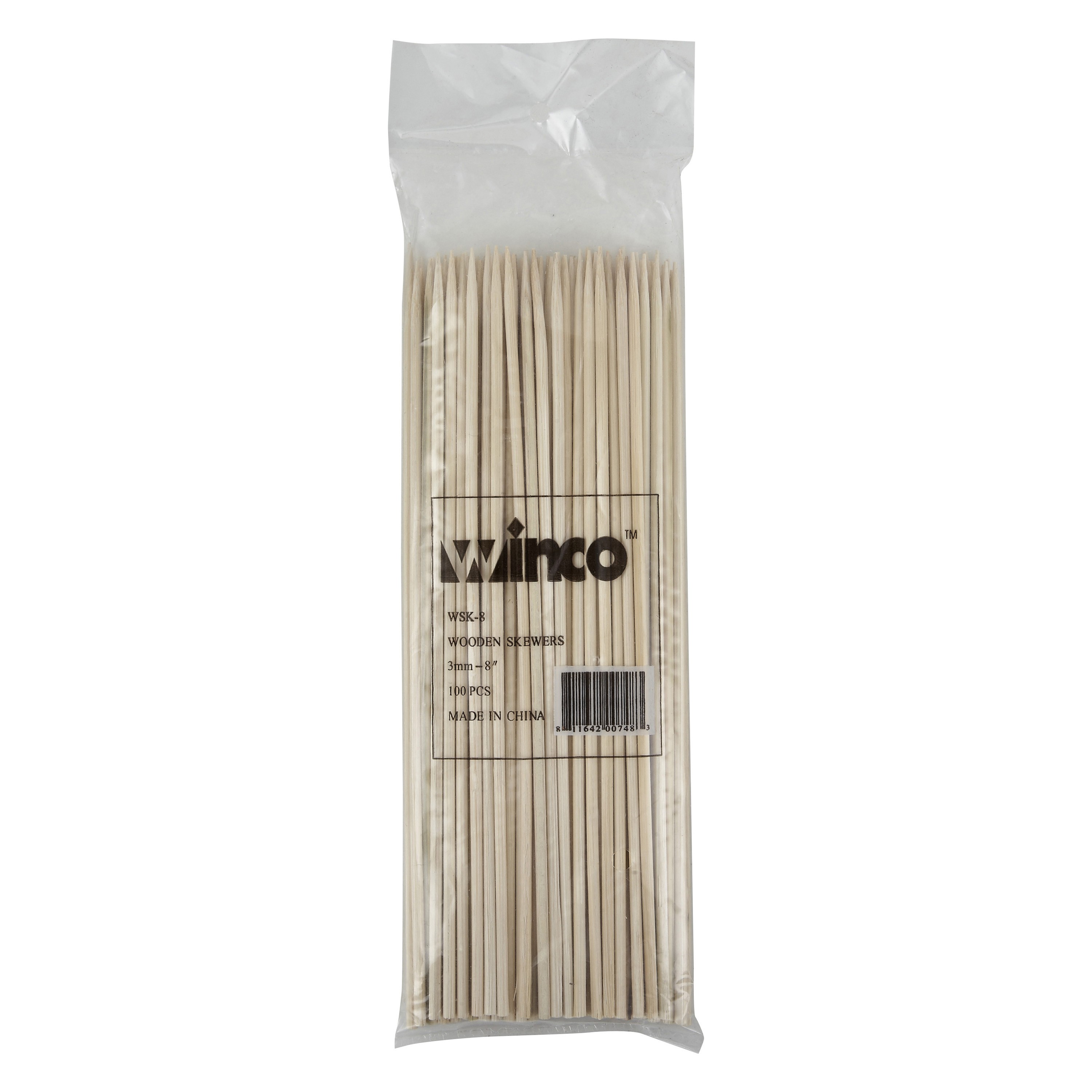 Winco WSK-08 Bamboo Skewers 8"