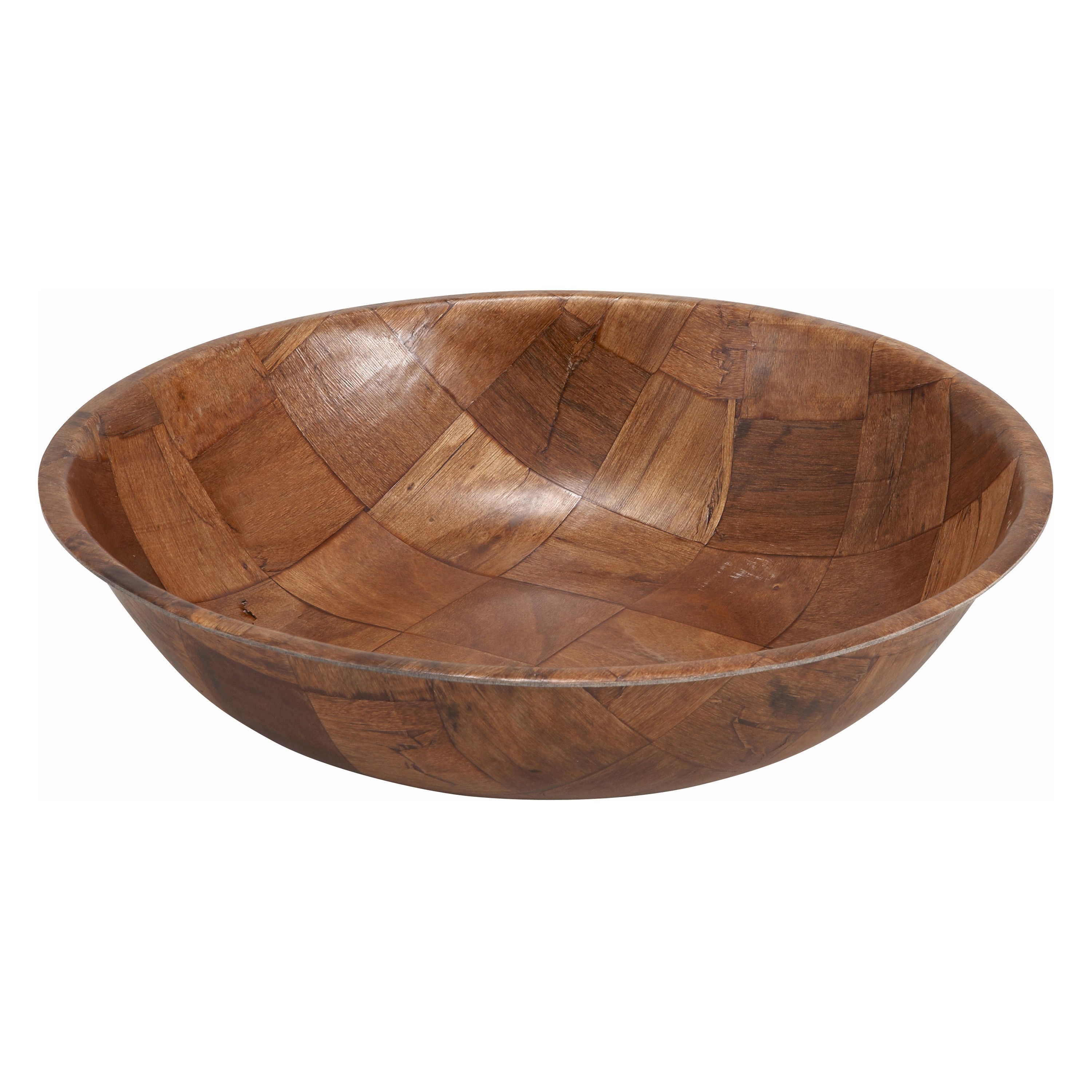 Winco WWB-18 Round Woven Wood Salad Bowl 18"