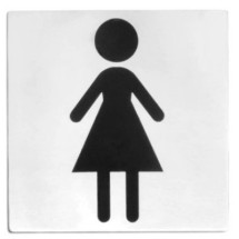 TableCraft B11 Stainless Steel Women Restroom Sign, 5&quot; x 5&quot;