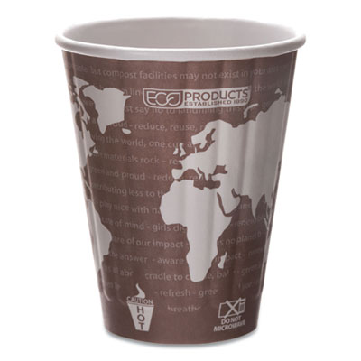 World Art Renewable and Compostable Insulated Hot Cups, PLA, 8 oz, 40/Pack, 20 Packs/Carton