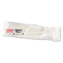 Wrapped Cutlery Kit, White Plastic Fork/Spoon/Knife/Salt/Napkin, 250/Carton