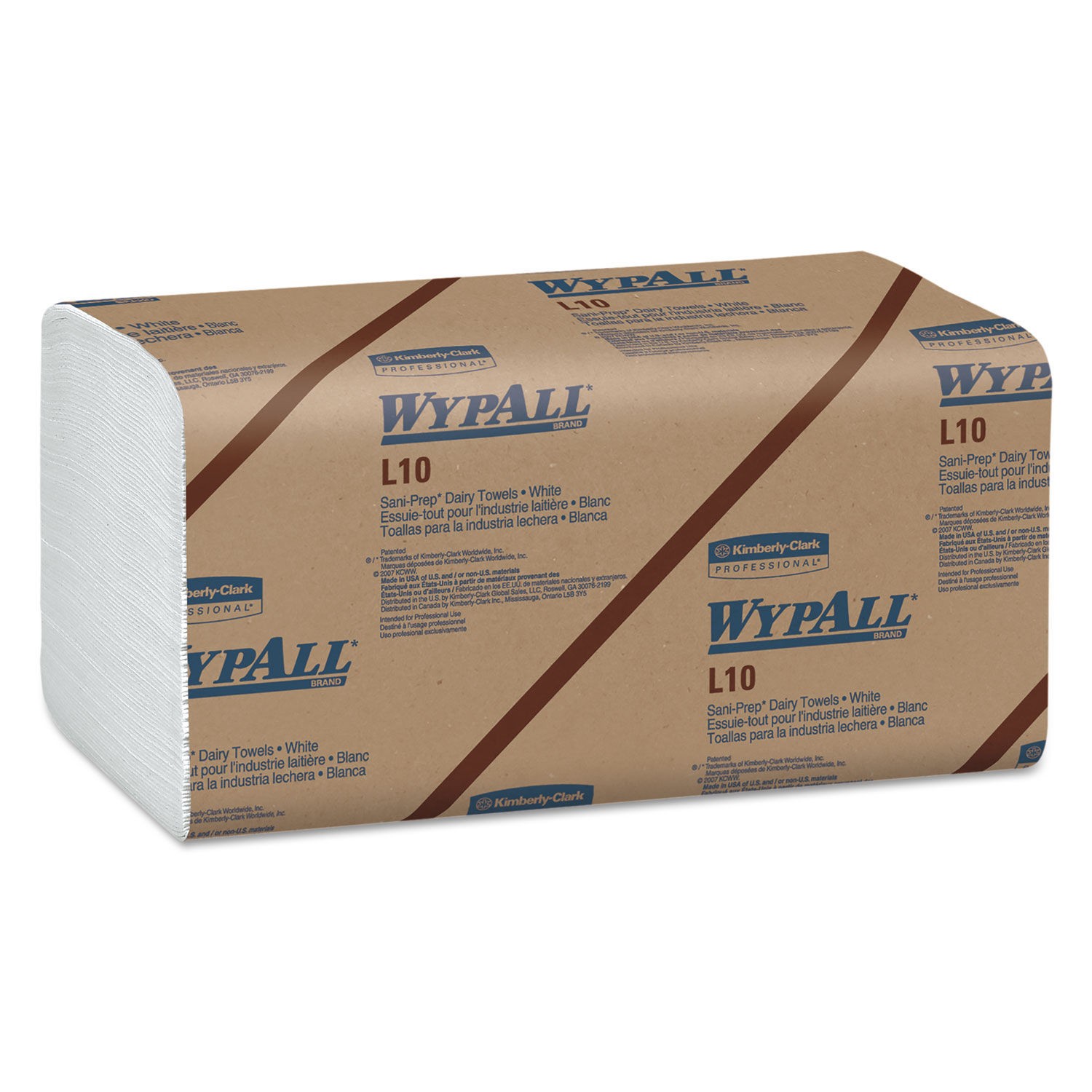 Wypall L10 SANI-PREP Dairy Towels Banded, 1-Ply, 10 1/2 x 9 3/10, 12 Pack/Carton