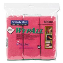 Wypall Microfiber Reusable Cloths, Red, 24/Carton