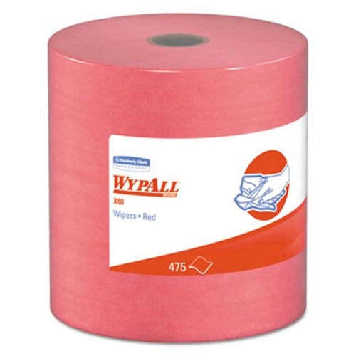Wypall X80 Jumbo Roll Shop Wipers, Red, 475 Wipers/Carton