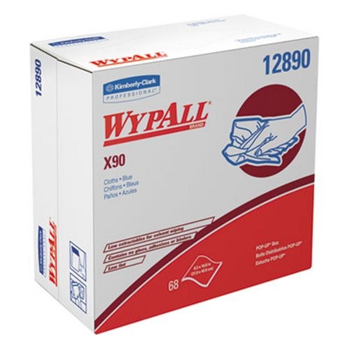 Wypall X90 Blue Cloths, Pop-Up Box, Hydroknit, Denim Blue, 5 Boxes/Carton