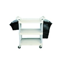 Open Sided 3-Shelf Utility Cart, Off-White