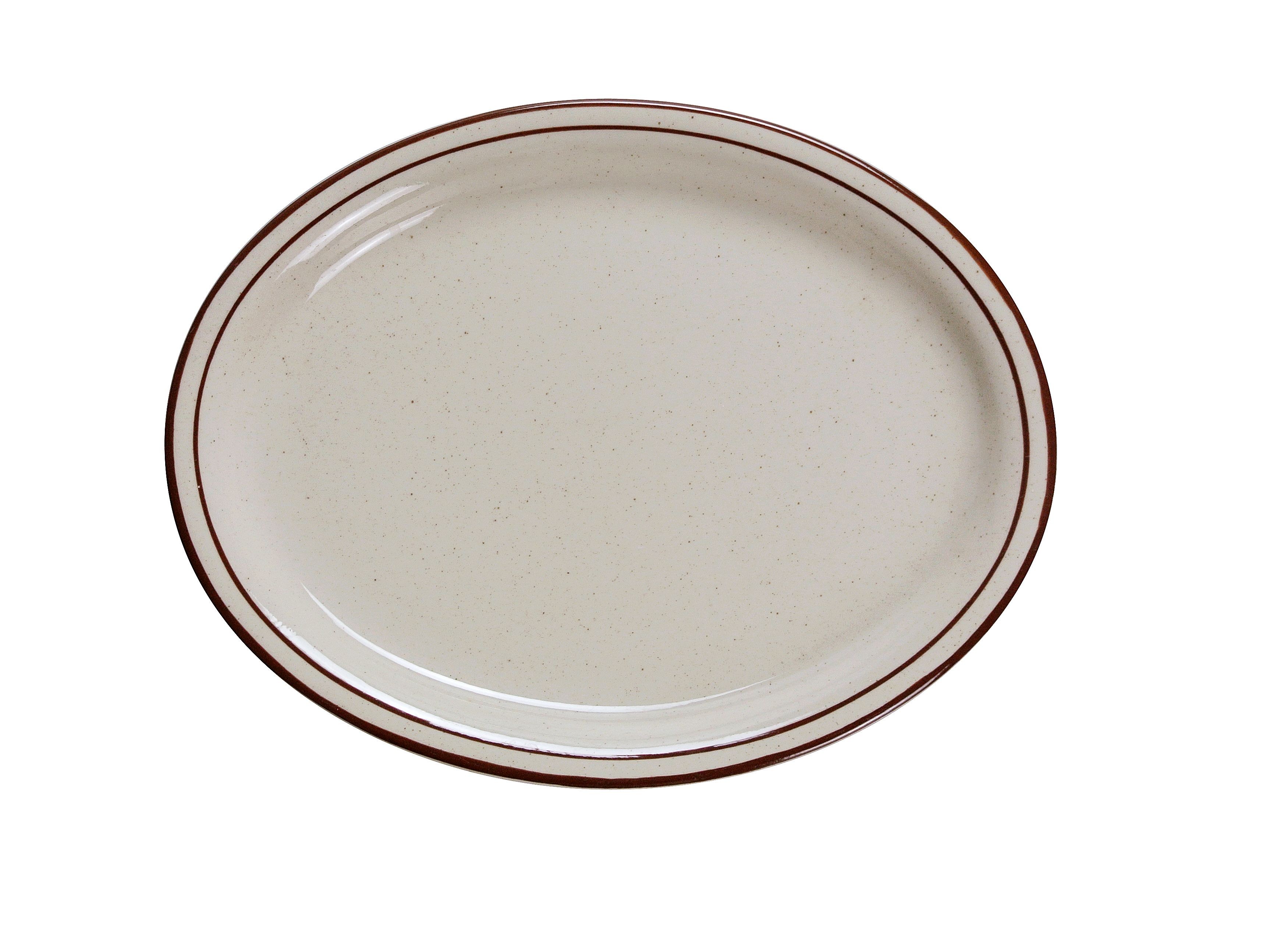 Yanco BR-12 Brown Speckled 9 1/2" Oval Platter