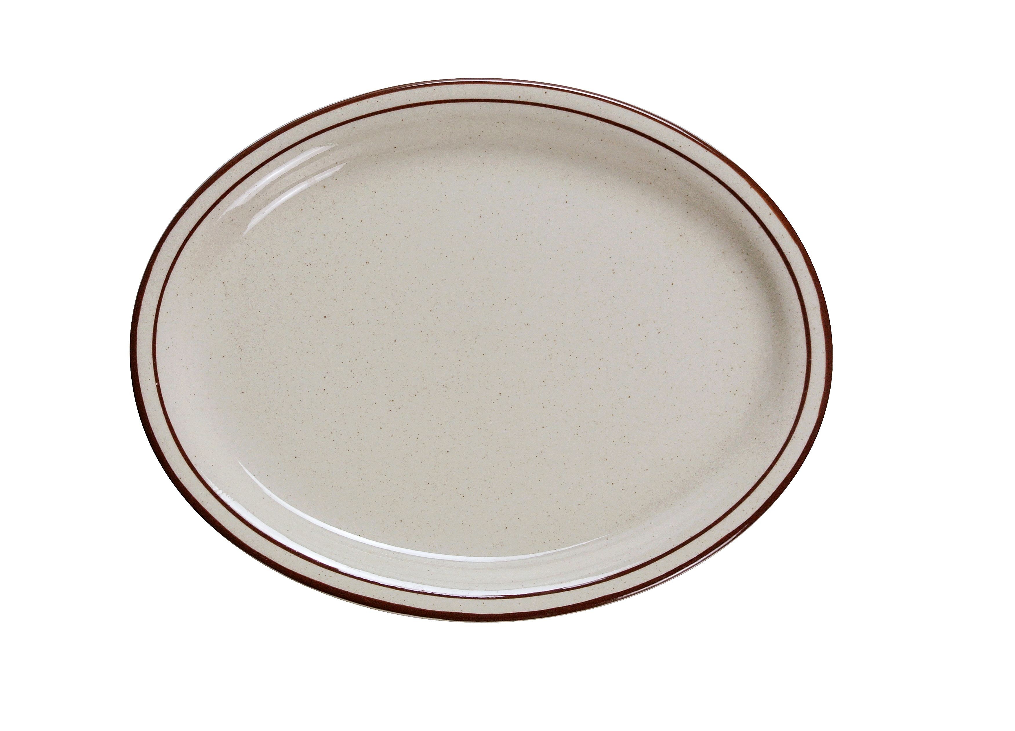 Yanco BR-14 Brown Speckled 13 1/4" Oval Platter