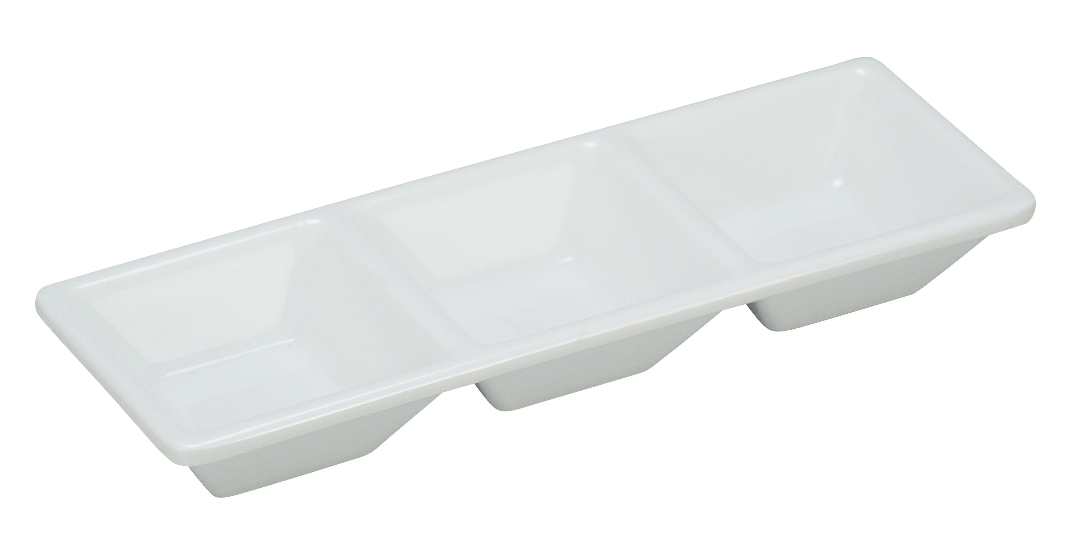 Yanco RM-064 Rome 7 1/2" x 2 1/2" 3-Compartment Melamine Dessert Dish