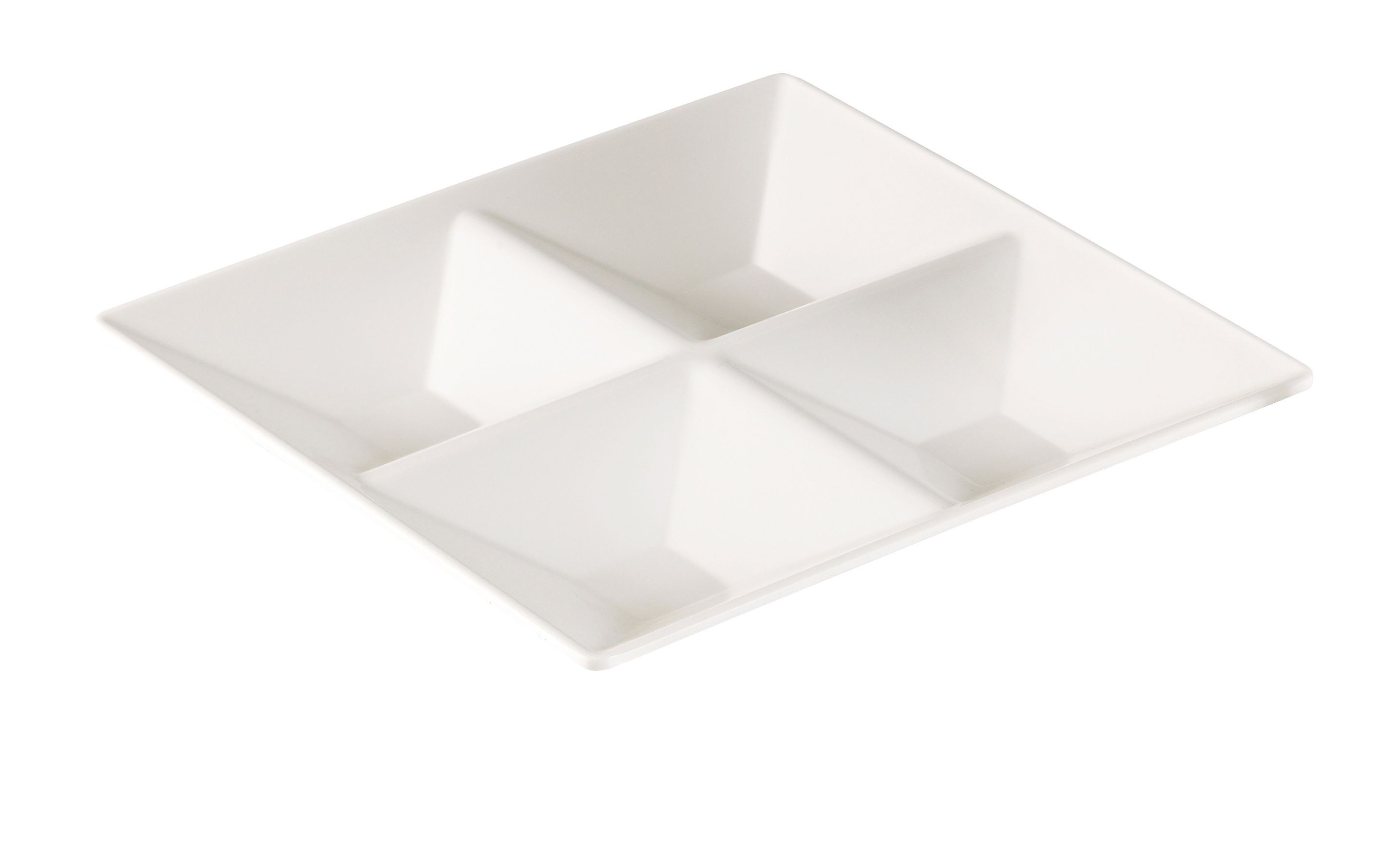 Yanco RM-822 Rome 11 1/2" 4-Compartment Square White Melamine Plate