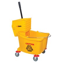 Winco MPB-36 Yellow 36 Qt. Mop Bucket with Wringer and Wheels