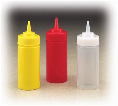 TableCraft 11253M-1 Yellow Wide Mouth 12 oz. Standard-Tip Mustard Squeeze Dispenser